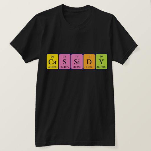 Cassidy periodiek table name shirt (Design voorkant)