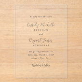 Cassidy Traditionele Elegante Huwelijk Save the Da Acryl Uitnodigingen (Voorkant)