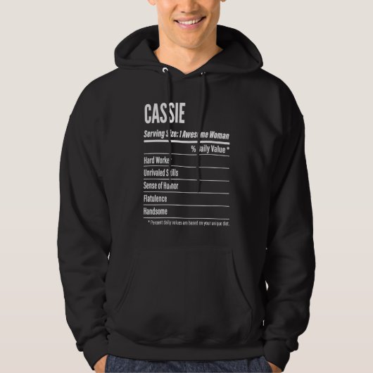 Cassie Nutritional Facts Serving Size Calories Hoodie (Voorkant)