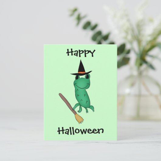 Cassie's Halloween Kikker Briefkaart (Staand voorkant)