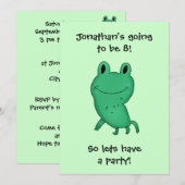 Cassie's kikker verjaardagsfeestje jongen of meisj kaart (Voorkant / Achterkant)