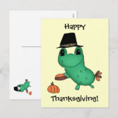 Cassie's Thanksgiving pilgrim frog Feestdagenkaart (Voorkant / Achterkant)
