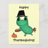 Cassie's Thanksgiving pilgrim frog Feestdagenkaart (Voorkant)