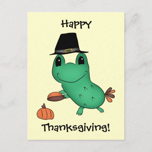 Cassie's Thanksgiving pilgrim frog Feestdagenkaart (Voorkant)