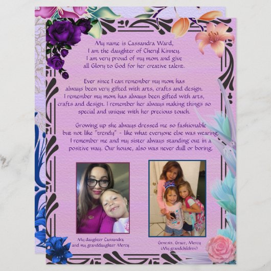 Cassie's toegewijde, gepersonaliseerde krant (Voorkant / Achterkant)