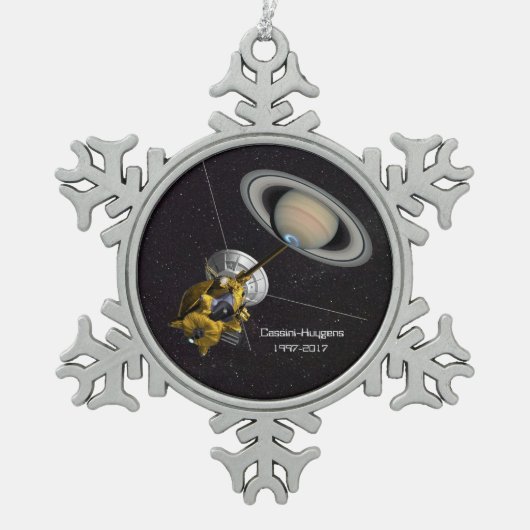 Cassini Huygens Mission to Saturn Tin Sneeuwvlok Ornament (Voorkant)