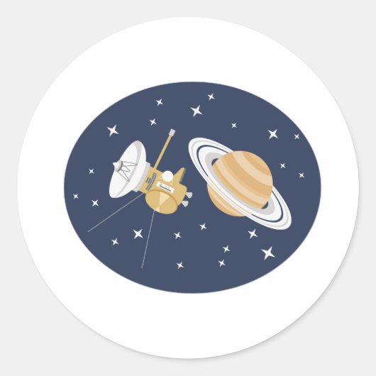 Cassini ruimtesonde ronde sticker (Voorkant)