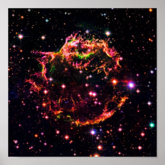 Cassiopeia A-nevel Supernovarestant Ruimtefoto Poster (Voorkant)