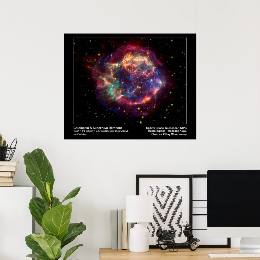Cassiopeia A Supernova Remnant-Spitzer Telescope Poster (Thuiskantoor)