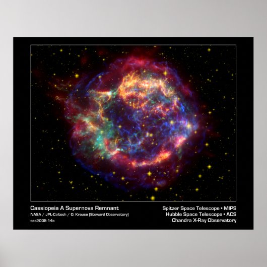 Cassiopeia A Supernova Remnant-Spitzer Telescope Poster (Voorkant)