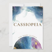Cassiopeia Table Sign Celestiale Waterverf Thema Kaart (Voorkant)