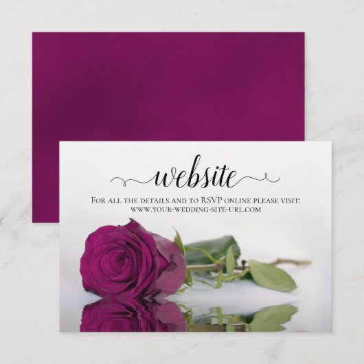 Cassis Berry Paarse Roos Elegant Wedding Website Informatiekaartje (Voorkant / Achterkant)