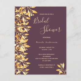 Cassis botanisch goud Bridal Shower-uitnodiging Briefkaart