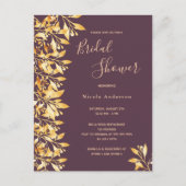 Cassis botanisch goud Bridal Shower-uitnodiging Briefkaart (Voorkant)