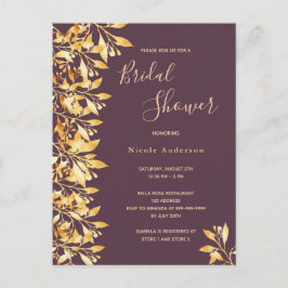 Cassis botanisch goud Bridal Shower-uitnodiging Briefkaart