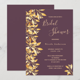 Cassis botanisch paars script goudVrijgezellenfees Kaart