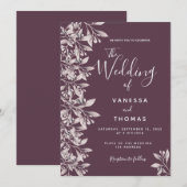 Cassis botanisch roze script bruiloft kaart (Voorkant / Achterkant)