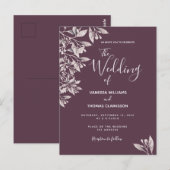 Cassis botanische paarse scriptbruiloft briefkaart (Voorkant / Achterkant)