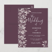Cassis botanische roze script bruiloft uitnodiging (Voorkant / Achterkant)