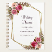 Cassis Bruiloft Bloemen Elegant Goud Lijst Planner (Voorkant)