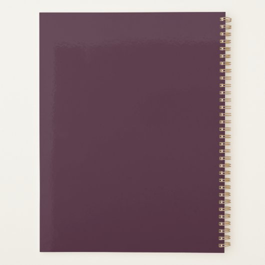 Cassis Bruiloft Bloemen Elegant Goud Lijst Planner (Achterkant)