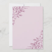 Cassis en roze Floral Wedding Kaart (Achterkant)