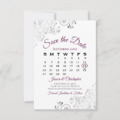 Cassis Grey White Simple Elegant Wedding Calendar Save The Date (Voorkant)