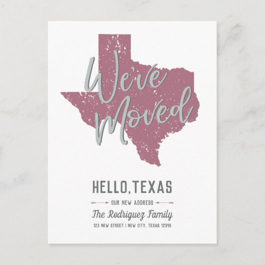 Cassis Mauve We've Moved - Texas Aankondigingskaart (Voorkant)