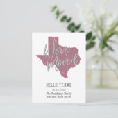 Cassis Mauve We've Moved - Texas Aankondigingskaart (Staand voorkant)