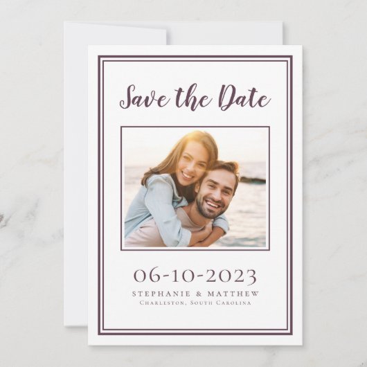 Cassis Modern Wedding Photo Simple Verloving Save The Date (Voorkant)