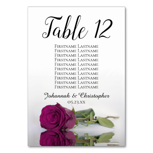 Cassis of Berry Roos Elegant Wedding Seating Chart Kaart (Voorkant)
