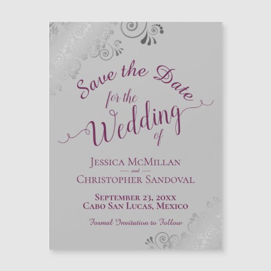 Cassis op grijze zilverkant Opslaan Datum magneet (Voorkant)