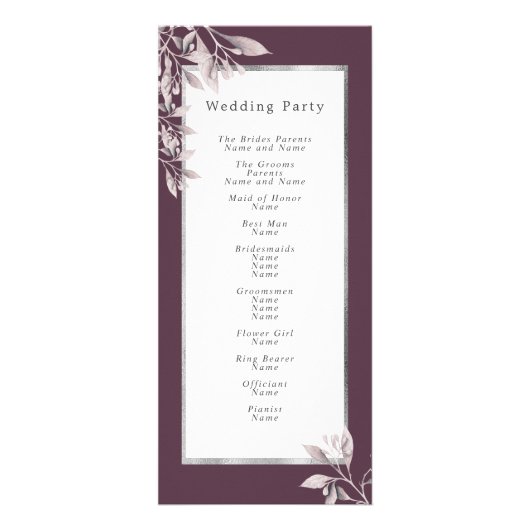 Cassis paars botanisch floraalbruiloft reclamekaart (Achterkant)