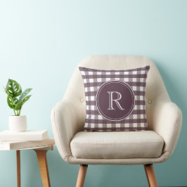 Cassis Paars en White Gingham Kussen