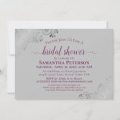 Cassis Paars en Zilver Lace grijs Vrijgezellenfees Kaart (Voorkant)