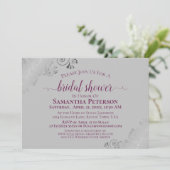 Cassis Paars en Zilver Lace grijs Vrijgezellenfees Kaart (Staand voorkant)