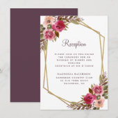 Cassis Paars Floral Gold Lijst Weddenschap Informatiekaartje (Voorkant / Achterkant)