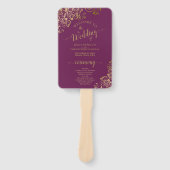 Cassis Paars & Gold Lace Elegant Wedding Program Handwaaier (Voorkant)