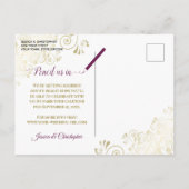 Cassis Paars Gold Wedding Save the Date Calendar Aankondigingskaart (Achterkant)