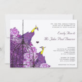 Cassis Paars Neo Lemon Peacock Peony Birdcage Kaart (Voorkant)