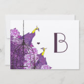 Cassis Paars Neo Lemon Peacock Peony Birdcage Kaart (Achterkant)