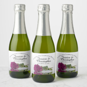 Cassis Paars Roos Classy Wedding Dank u Mini Sparkling Wijnetiket