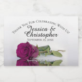 Cassis Paars Roos Classy Wedding Dank u Mini Sparkling Wijnetiket (Enkel label)