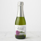 Cassis Paars Roos Classy Wedding Dank u Mini Sparkling Wijnetiket (Voorkant)