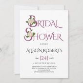 Cassis paarse typografie en roos vrijgezellenfeest kaart (Voorkant)