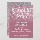 Cassis Pink Silver Faux Glitter Ombre Bachelorette Kaart (Voorkant / Achterkant)