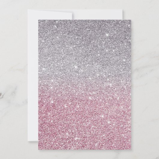 Cassis Pink Silver Faux Glitter Ombre Birthday Kaart (Achterkant)