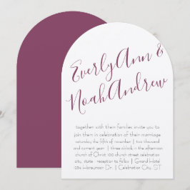 Cassis Plum Paars Minimalist Typography Wedding Kaart