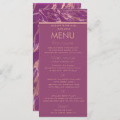 Cassis roos gouden marmer, romantisch elegant desi menu (Voorkant / Achterkant)