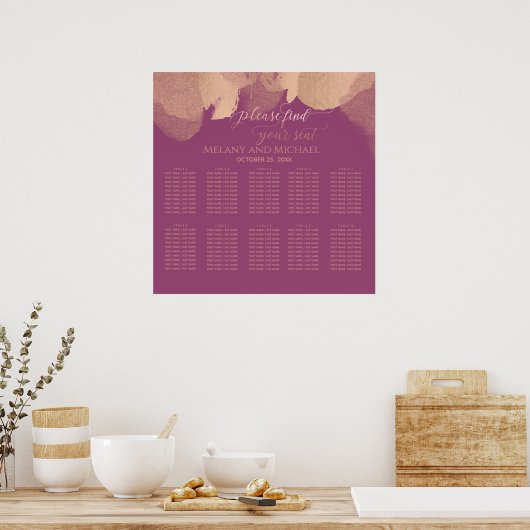 Cassis roos waterverf kalligrafie poster (Keuken)
